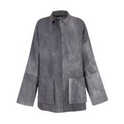 Cortana Rocco, overshirt i linne och ren ull lila mélange Gray, Dam