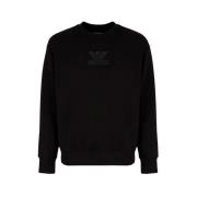 Armani Svart Logosweatshirt Rund Hals Långärmad Black, Herr