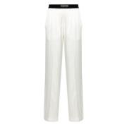 Tom Ford Vita sidenblandning sammet trimbyxor White, Dam