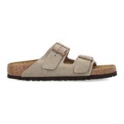 Birkenstock Suede Casual Sliders Beige, Herr