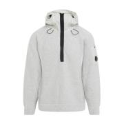 C.p. Company Off White Melange Stickad Huva Hoodie White, Herr