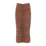 Andrea Adamo Brun Midi Kjol med Strass Brown, Dam