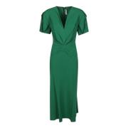 Victoria Beckham V-ringad Midi Klänning Green, Dam