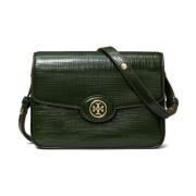 Tory Burch Grön Läder Crossbody-väska med Double T Motif Green, Dam