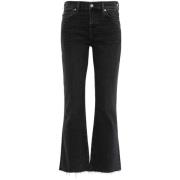 7 For All Mankind Flappade Jeans - Bredvidd Black, Dam