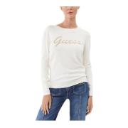 Guess Crew Neck Sweater White, Dam