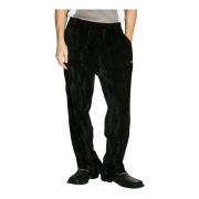 Martine Rose Sammet Wide-Leg Track Pants med Logo Black, Herr