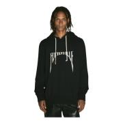 Rick Owens Text Print Bomull Hoodie Black, Herr