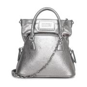 Maison Margiela Silver Metallic Läder Crossbody Väska Gray, Dam