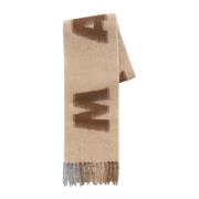 Marni Logo Och Randig Ull Mohair Halsduk Beige, Dam