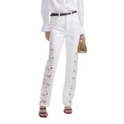 Self Portrait Cutwork Jeans White, Dam