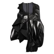 Comme des Garçons Asymmetrisk Veck-Detalj Väst Black, Dam