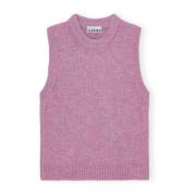 Ganni Rose Violet Alpaca Vest Pink, Dam