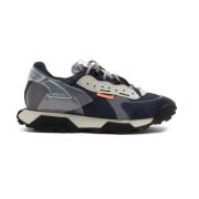 RUN OF Denim Suede Sneakers med Svart & Vit Sulor Multicolor, Herr