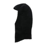 Rick Owens Svart Ribbstickad Beanie Mössa Black, Dam