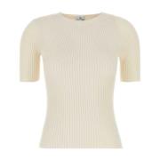 Courrèges Ivory Bomullsblandning T-shirt Beige, Dam