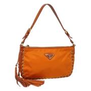 Prada Vintage Pre-owned Nylon handvskor Orange, Dam