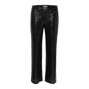 Part Two Paljett Straight-Leg Svarta Byxor Black, Dam