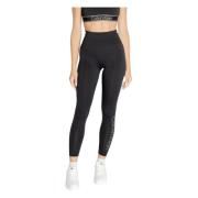 Calvin Klein Tryckta Slip-On Leggings Black, Dam