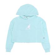 Kangol Blå Tint Cropped Hoodie Essential Blue, Dam