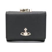 Vivienne Westwood Svart Tri-Fold Läder Plånbok Black, Dam