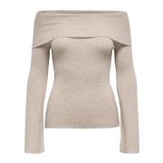 Only Off-Shoulder Stickad Tröja Beige, Dam