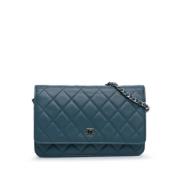 Chanel Vintage Pre-owned Laeder plnbcker Blue, Dam