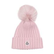 Moncler Neutral Ull Vinterhatt Pink, Dam