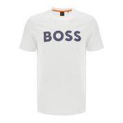 Boss Gummibelagd Logo Print Crew-Neck T-shirt White, Herr