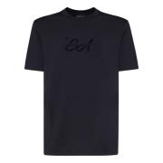 Emporio Armani Blå Bomull T-shirt Rund Hals Korta ärmar Blue, Herr