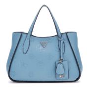 Guess Slate Flickvän Satchel Väska med Dragkedja Blue, Dam