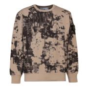 Stone Island Taupe Bomullssweatshirt med Rund Krage Beige, Herr