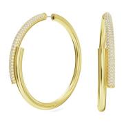 Swarovski Lyxigt Korsformat Design Guldtonade Hoop Örhängen Yellow, Da...