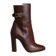 Dolce & Gabbana Brun Läder Mid Calf Stövlar Brown, Dam