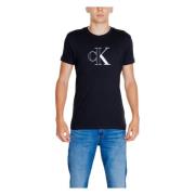 Calvin Klein Jeans Svart Enkel Rund Hals T-shirt Black, Herr