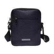 Baldinini Crossbody bag in black tumbled leather Black, Herr