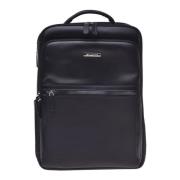 Baldinini Backpack in black leather and nylon Black, Herr