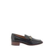 Tod's Loafers i borstat läder med dubbel T metalldekoration Black, Dam