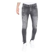 Local Fanatic Slitna jeans med färgstänk i stretch för män -Mm112 Gray...