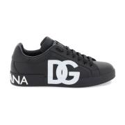 Dolce & Gabbana DG Logo Läder Portofino Sneakers Black, Herr