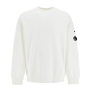 C.p. Company Borstad Bomull Crewneck Sweatshirt White, Herr