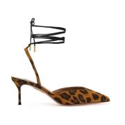 Aquazzura Djurmönster Mocka Slingback Pumps Brown, Dam