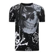 Enos Skull - T-shirt med Rhinestone - 7975 Black, Herr