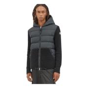 Moncler Vadderad Cardigan med Dragkedja och Huva Black, Herr