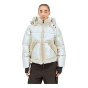 Moncler Metallic Finish Dunjacka med Fleece Gray, Dam