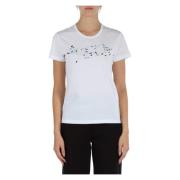 Emporio Armani Bomull Logo Broderad T-shirt White, Dam