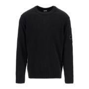 C.p. Company Ullblandning Crewneck Pullover med Linse Black, Herr