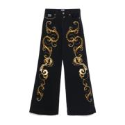 Versace Jeans Couture Svarta Jeans för Kvinnor Aw24 Multicolor, Dam