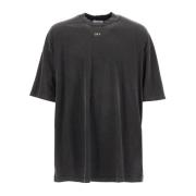 Off White Sliten Bomull Oversized T-shirt med S.m. Gray, Herr