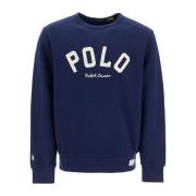 Polo Ralph Lauren Broderad Crewneck Sweatshirt med Logopatch Blue, Her...